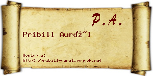 Pribill Aurél névjegykártya